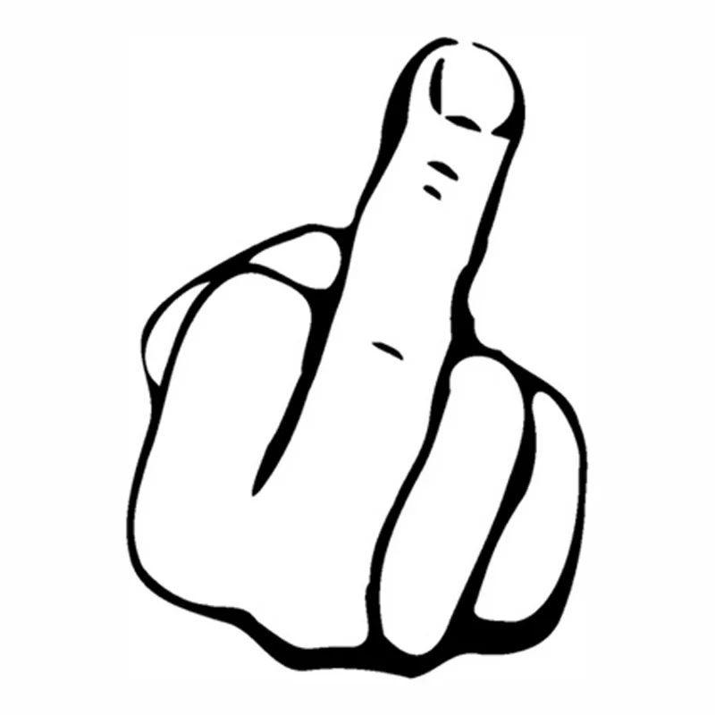 Funny Middle Finger Cartoon Vinyl Car-Styling Creative Car Sticker Black/Silver,18cm*13cm