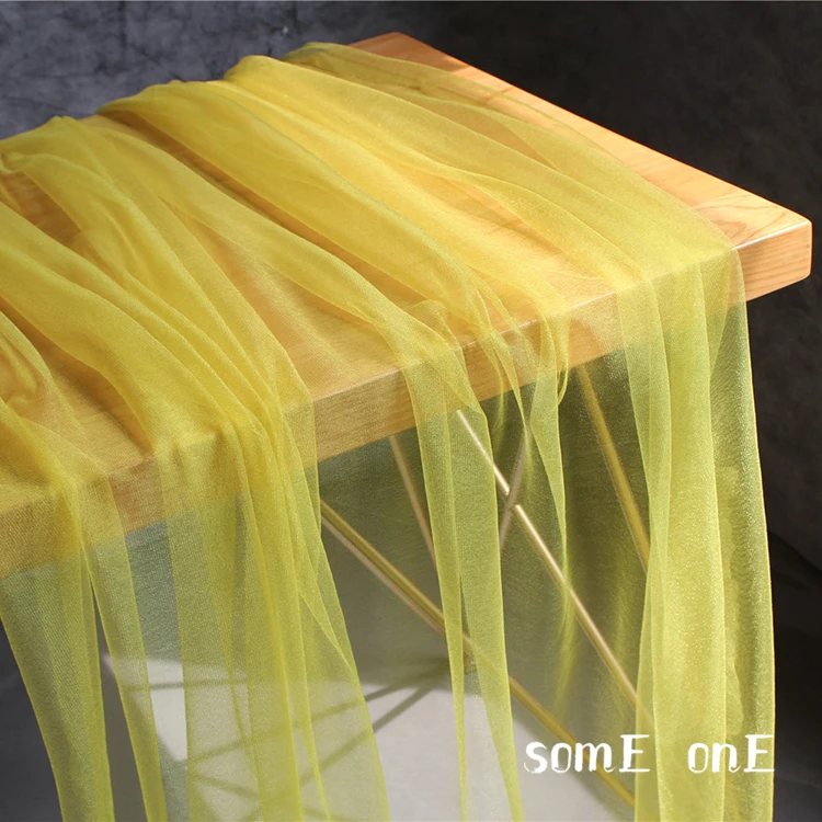 Pearlescent Mesh Tulle Fabric Yellow DIY Background Decor Scarf Headdress Veil Summer Skirt Wedding Dress Designer Fabric