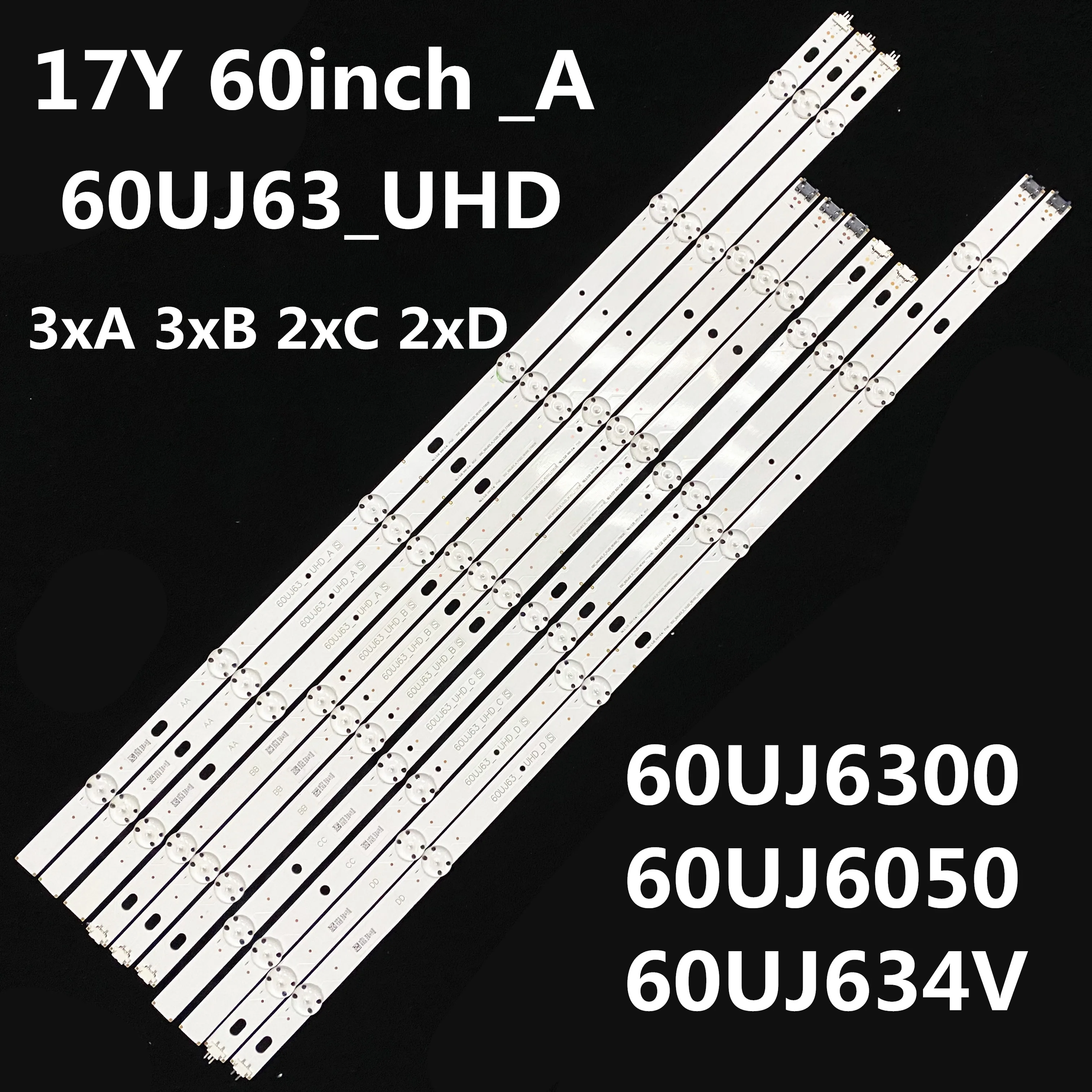 10pcs 3v LED Backlight Strip for  60UJ634V EAV63673006 60UJ63_UHD_A B C D NC600DGE AAFXC 60UJ6309 60UJ6300 60UJ6050 60UJ630V