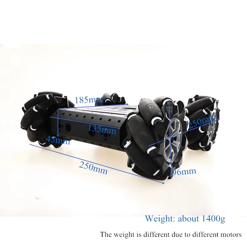 Wifi/BT/PS2 Remote Control 96mm Mecanum Wheel Car Chassis RC Smart Robot Vehicle Robotic Base With Aluminum Alloy Plate MC110