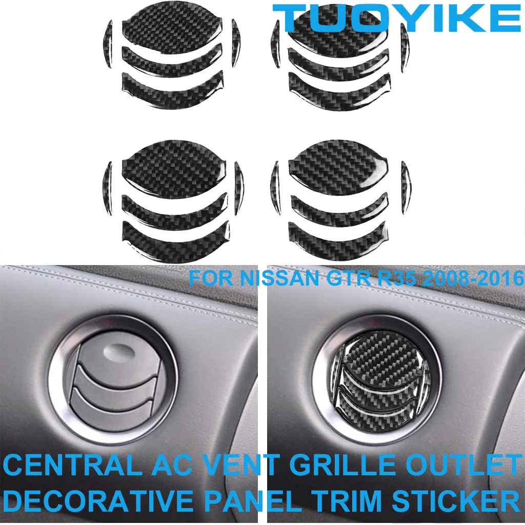 

LHD RHD Car Styling Carbon Fiber Central AC Vent Grille Fresh Outlet Decorative Trim Panel Sticker For Nissan GTR R35 2008-2016