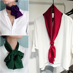 18CMX145CM Pure Spring Autumn Long Silk Neckerchief For Laides Soft Satin Business Women's Neck Scarf Jersey Scarf Travel Belt