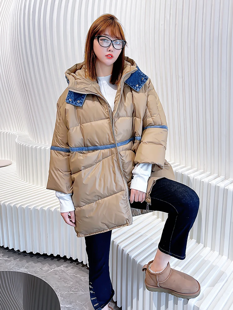 Oversize Parka Winter Women Cotton-padded Coat Mid-length Korean Loose Denim Thick Outwear 2022 New Down Cotton Jacket Pregnant