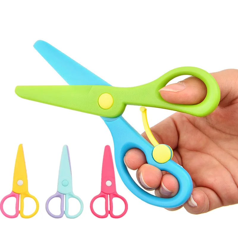 Mini Safety Plastic Scissors Round Head Craft Scissors for Kindergarten School Children Kids CraftPaper Cutting Tool Stationery