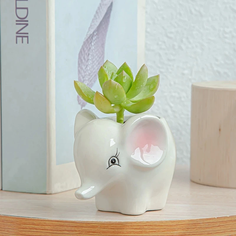 Nordic Ceramic Animal Flower Pot, Cartoon Zebra Sheep Cow Head Mini Pot, Suculentas Plantas Bonsai Potes, Decoração para casa, Novo Estilo