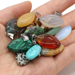 2pcs Natural Stone Horse Eye Shape Semi-precious Stones Charms Pendants for Jewelry Making Necklace Bracelet Accessories 13x28mm