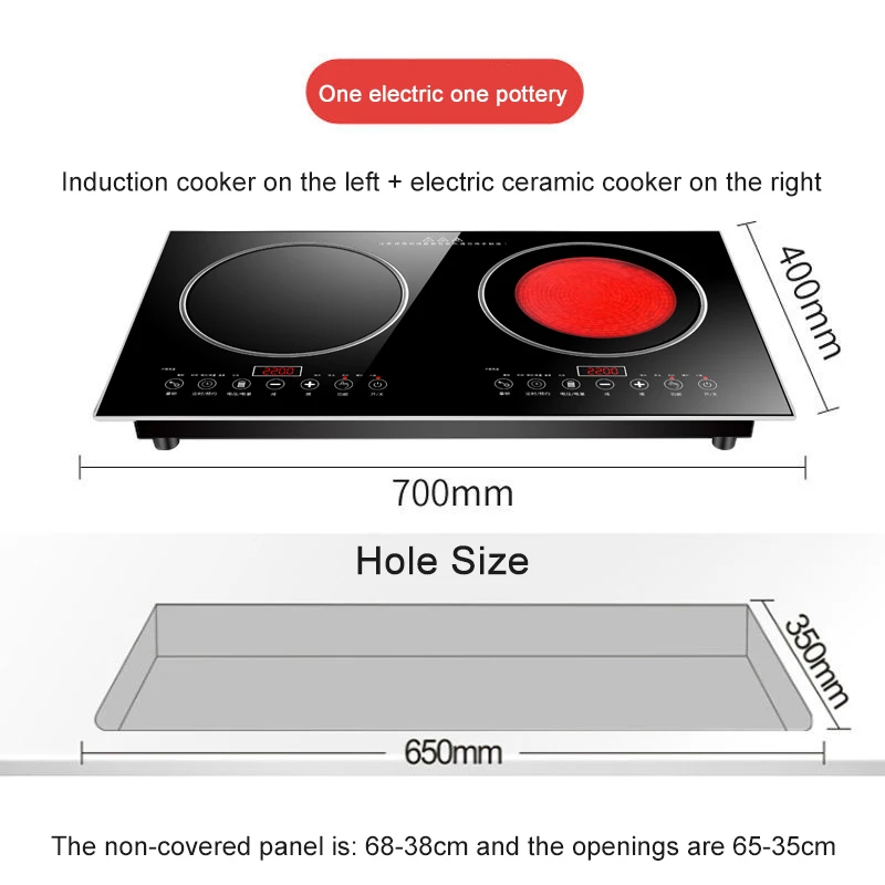 Household Embedded Electric Ceramic Induction Cooker Double Cooktop Embedded Dual-purpose Desktop Induction Cooker 4400W