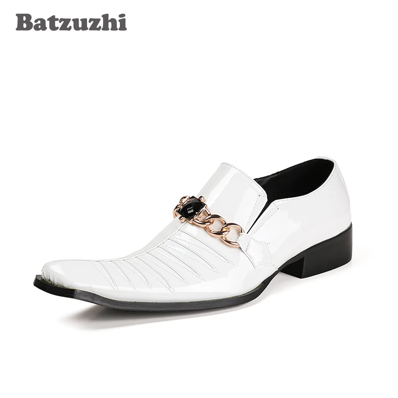 

Batzuzhi Handmade Men Shoes Square Toe Genuine Leather Shoes Men Formal White Wedding/Business Footwear Male Zapatos Hombre