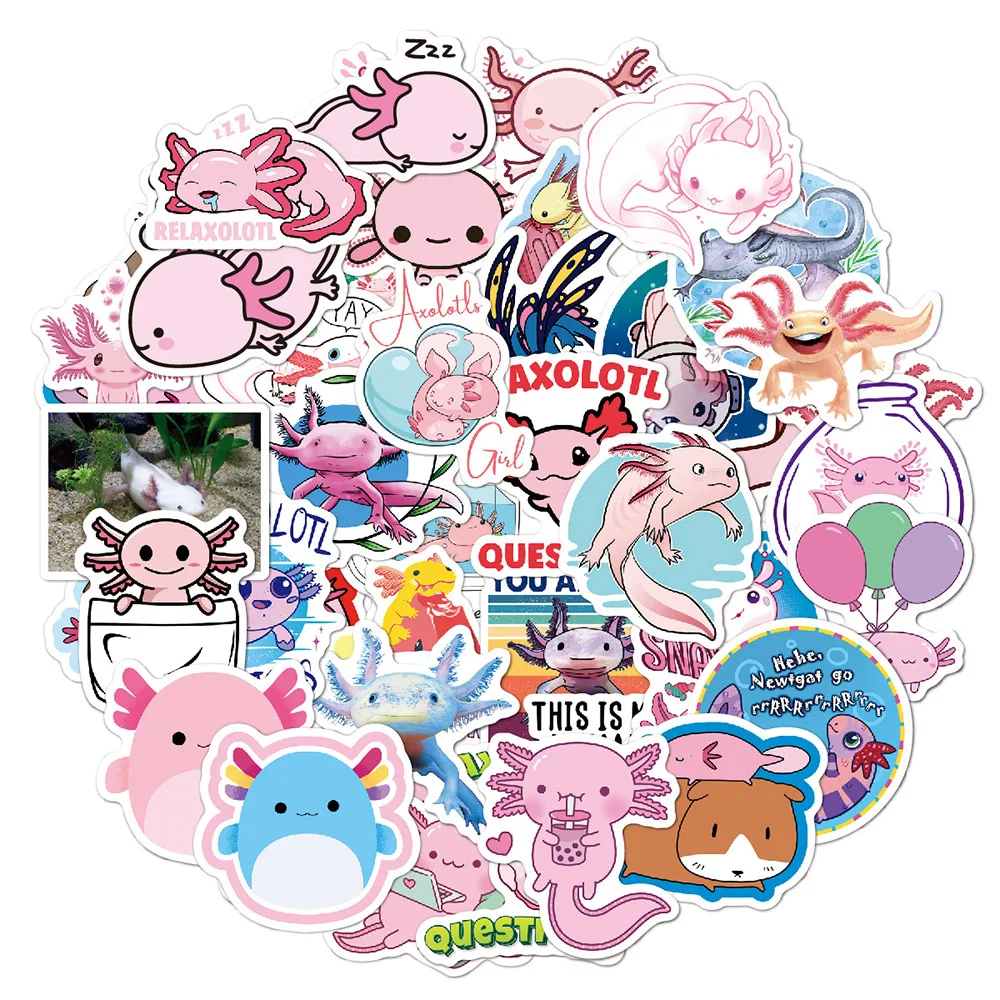 10/30/50/100pcs Cute Animal Axolotl Graffiti Stickers Cartoon Decals Water Bottle Laptop Fridge Scrapbook Diary Sticker Kids Toy