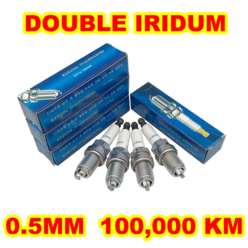 4pcs DOUBLE Iridium Spark Plug D-9331 for PFR6Y FR6EI IFR6Z7G 95609 VK20 IFR6QG BKR6EIX-P RC87PYC IFR6S K20PSRB8 MN163807 K6RTIP