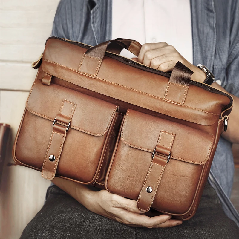 Imagem -02 - Bolsa para Computador Portátil Bolsa de 15.6 Polegada Couro Bolsa de Viagem de Negócios Bolsa de Ombro Único dos Homens Maleta para Lenovo ar Pro