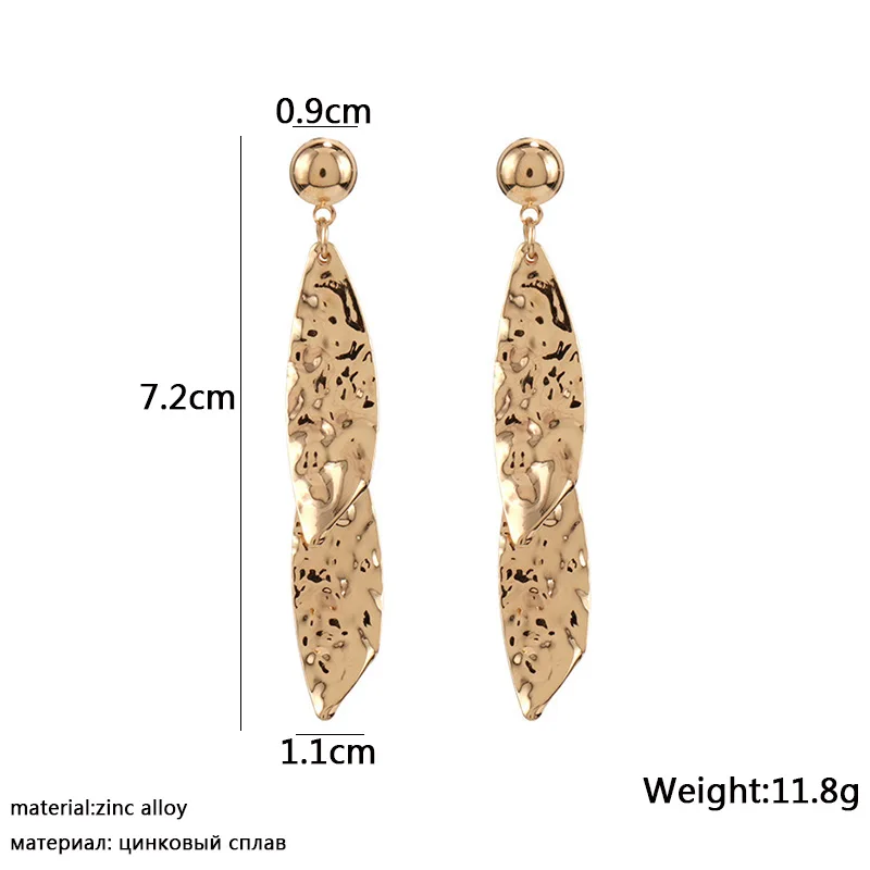 Metall-Hängeohrringe für Frauen Goldfarben Geometrische Statement-Tropfenohrringe Blatt-Anhänger Damenohrringe Pendientes Mujer – Detail 6