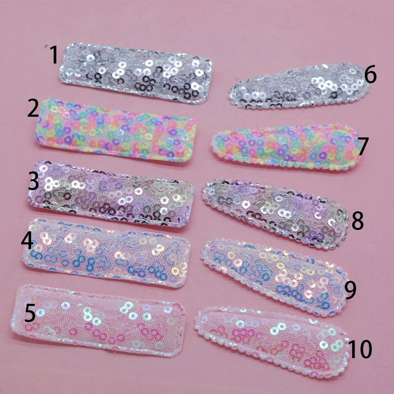 

80pcs/lot 5-6cm shiny bb Hair Clip Cover Padded Appliques DIY handmade Children Hair Accessories