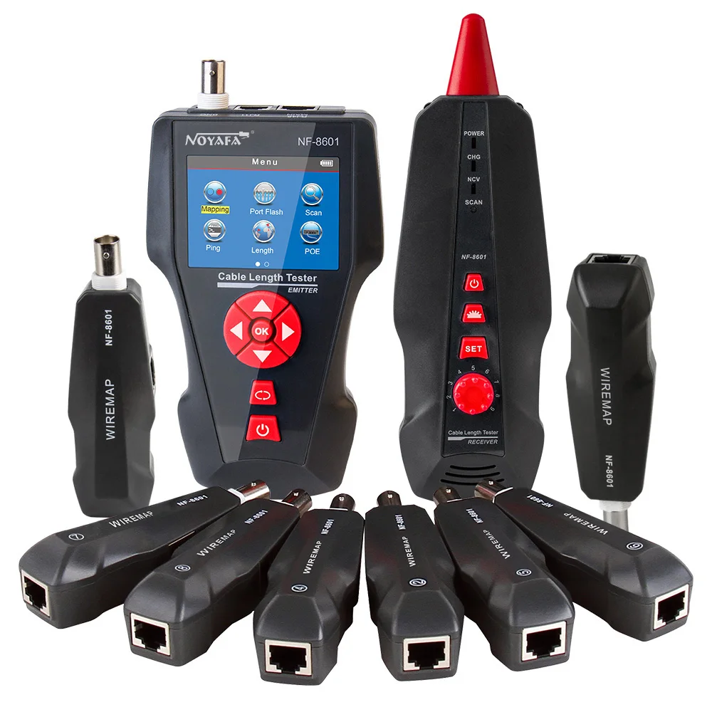 NOYAFA NF-8601W Tester kabli sieciowych Test długości TDR Uniwersalny lokalizator linii z 8 szt. Zdalny lokalizator sieciowy linii