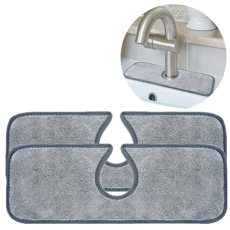 Kitchen Faucet Absorbent Mat Sink Splash Guard Microfiber Faucet Splash Catcher Countertop Protector for Kitchen Bathroom