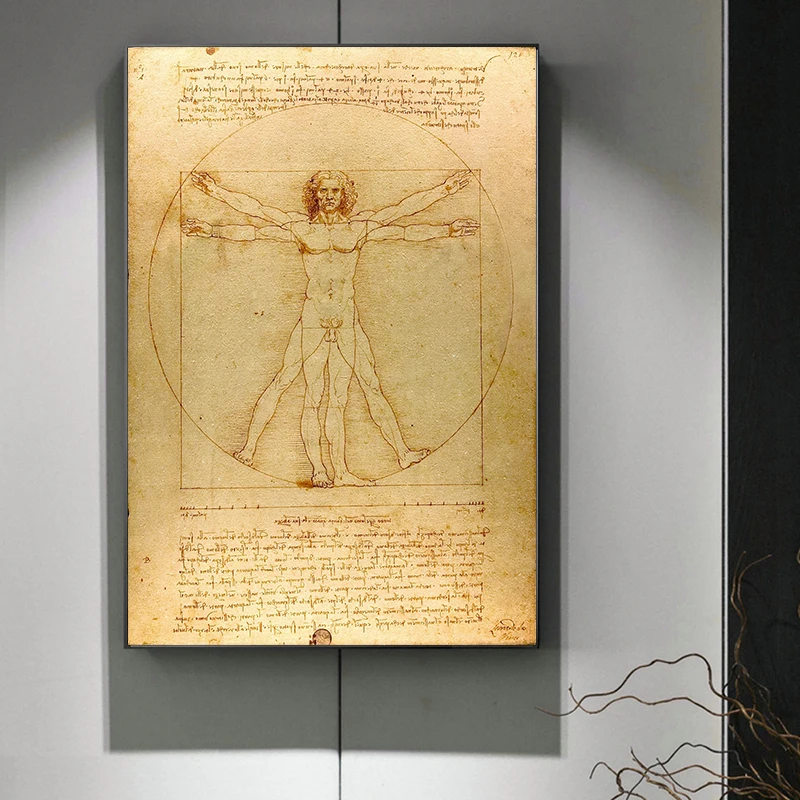 

Da Vinci's Vitruvian Man Famous Painting Art Canvas Printings Posters and Prints Wall Art Pictures For Living Room Home Decor