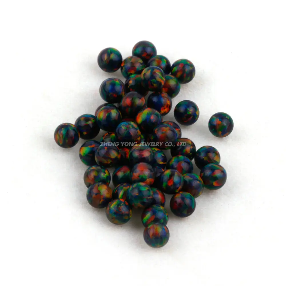 Black Mix Colors Ball Wholesale Free Shipping 2mm-8mm Synthetic Fire Opal OP32 Black Beads