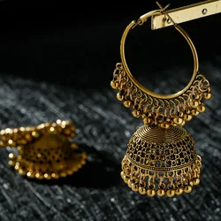 Women's Ethnic Big Round Bells Tassel Indian Jewelry Gypsy Earrings Pendientes Vintage Tribe Jhumka Earrings Jewelry
