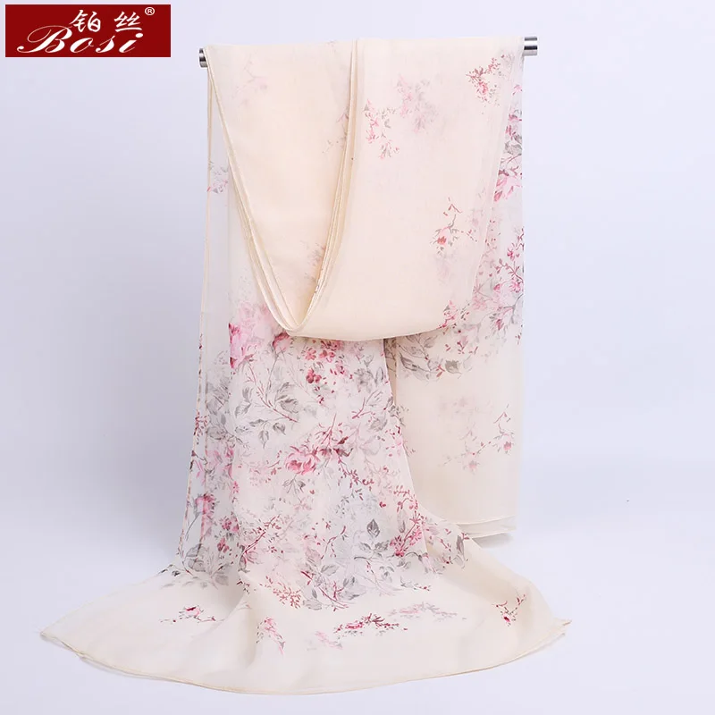 2020 New Silk Flower print scarf Soft women for summer fashion Chiffon Multicolor long scarves bohemian hijab for ladies shawl