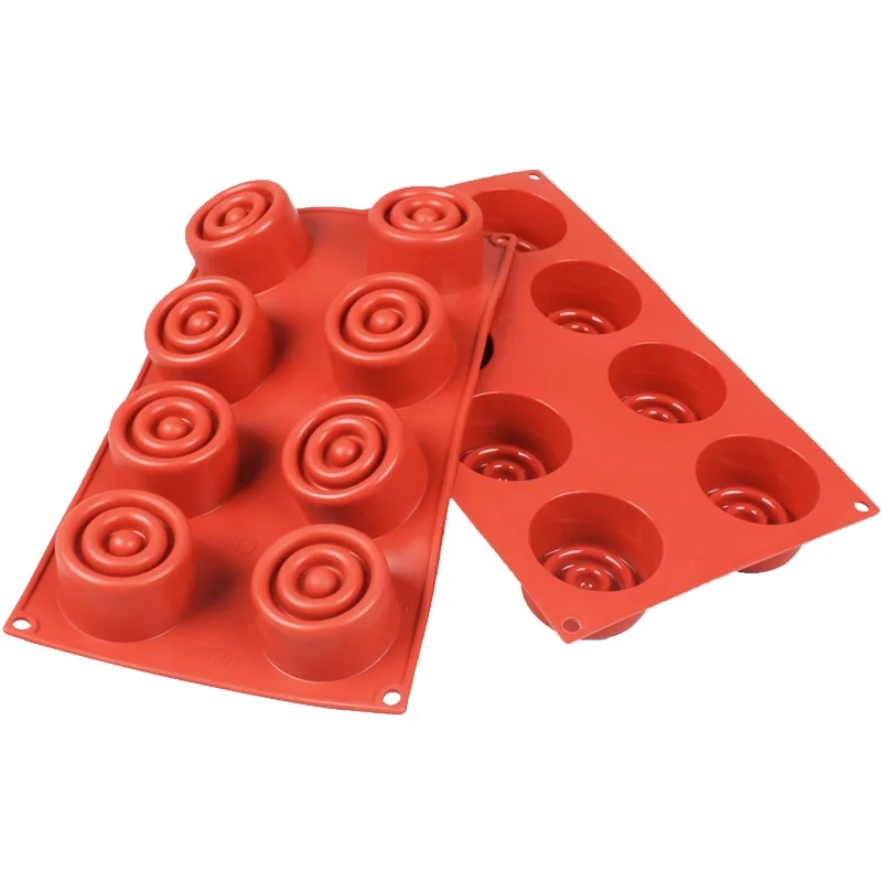 

8 Cavity Round Spiral Shape Silicone Cake Mold Chocolate Muolds Pudding Jelly Cookie Baking Tray