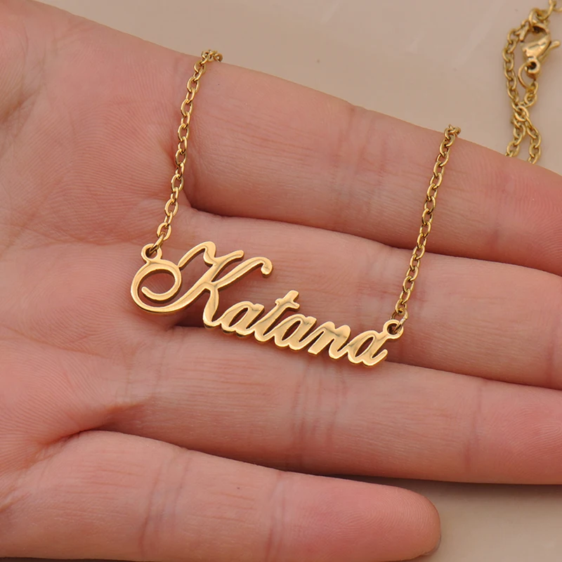 Allen Name Necklace Women Personalized Stainless Steel Jewelry Gold Plated Nameplate Pendant Femme Mothers Girlfriend Gift