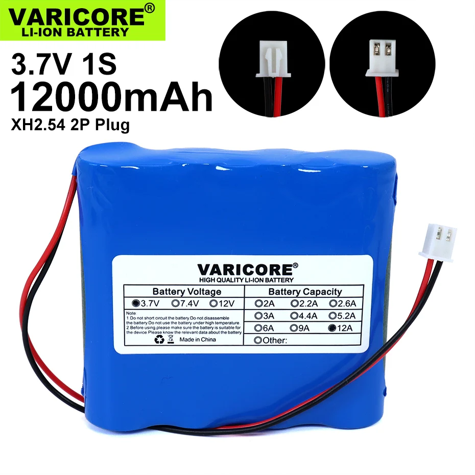 3.7V/4.2V 18650 akumulator litowo-jonowy 3000mAh 5200mAh 6000mAh 9000mAh 12000mAh z ochroną PCB XH 2.54 2P wtyczka