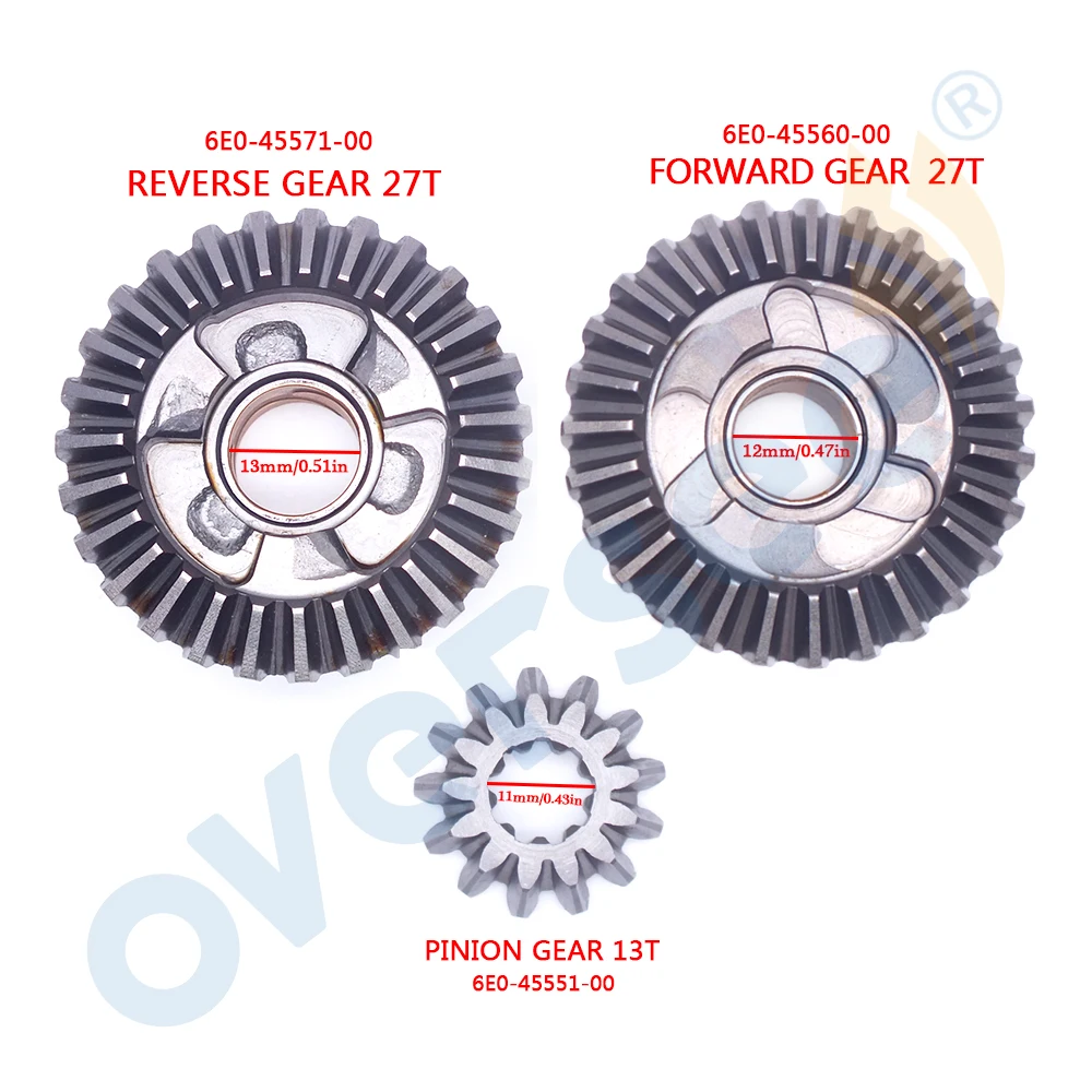 6E3 Gear Set For Yamaha Outboard Motor 2T 4HP 5HP With Forward Gear 6E0-45560 Reverse 6E0-45570 Pinon 6E0-45551