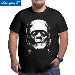 Men T-Shirt Frankenstein Big Tall Tee Shirt Short Sleeve Horror Halloween Monster T Shirt Crew Neck Tops Big Size 4XL 5XL 6XL