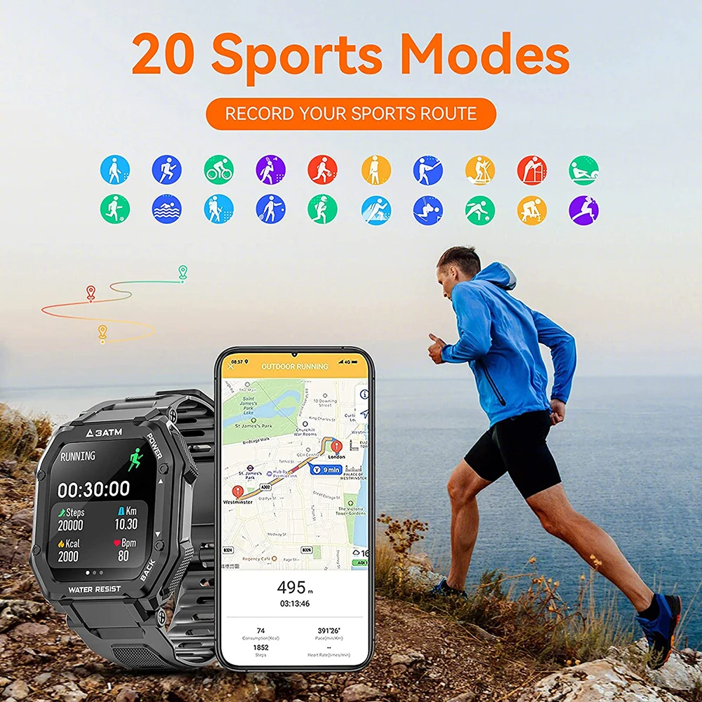 SENBONO 3ATM IP68 wodoodporny inteligentny zegarek mężczyźni kobiety opaska monitorująca aktywność fizyczną Monitor ciśnienia krwi Outdoor Sport Dial Smartwatch z funkcją dzwonienia mężczyźni