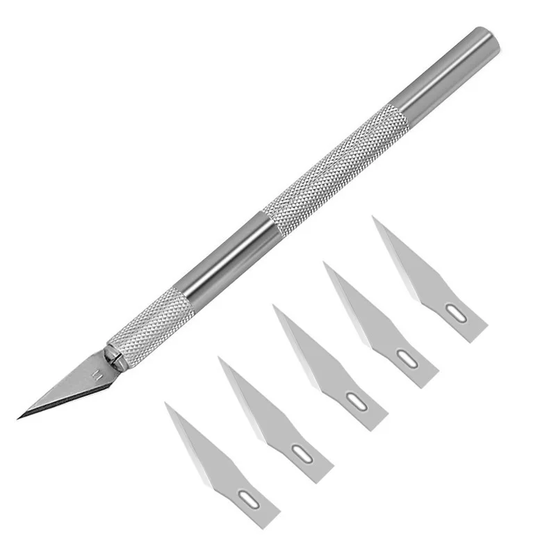 Couteau de Scalpel en métal, Kit d\'outils, découpeur de gravure, Sculpture, couteau antidérapant, papier de sécurité, outils de Sculpture artisanaux