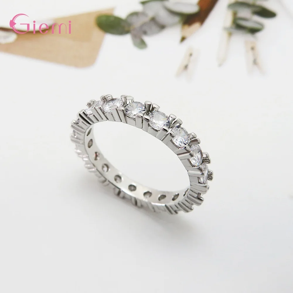 Original 925 Silver Fancy Top Brand Stunning Stackable Zircon Paved Crystal Rings For Women Wedding Proposal Jewelry