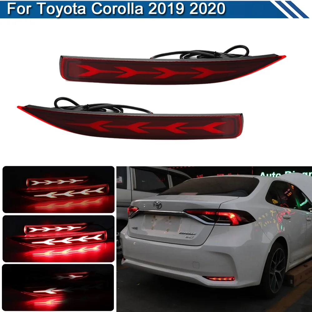 3-in-1 LED Rear Bumper Reflector Light For Toyota Corolla 2019 2020 Driving Warning Light Braking Brake Light Turn Signal Light