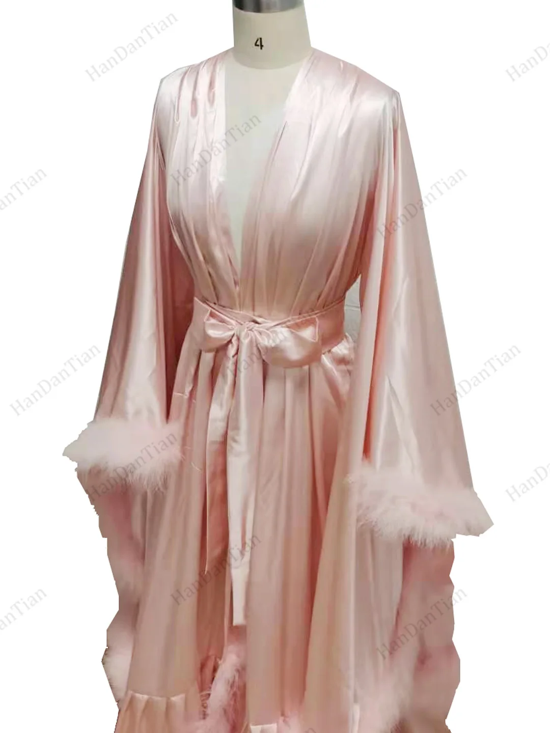 Feather gown, sexy boudoir gown, feather bridal gown satin length wedding scarf new custom made