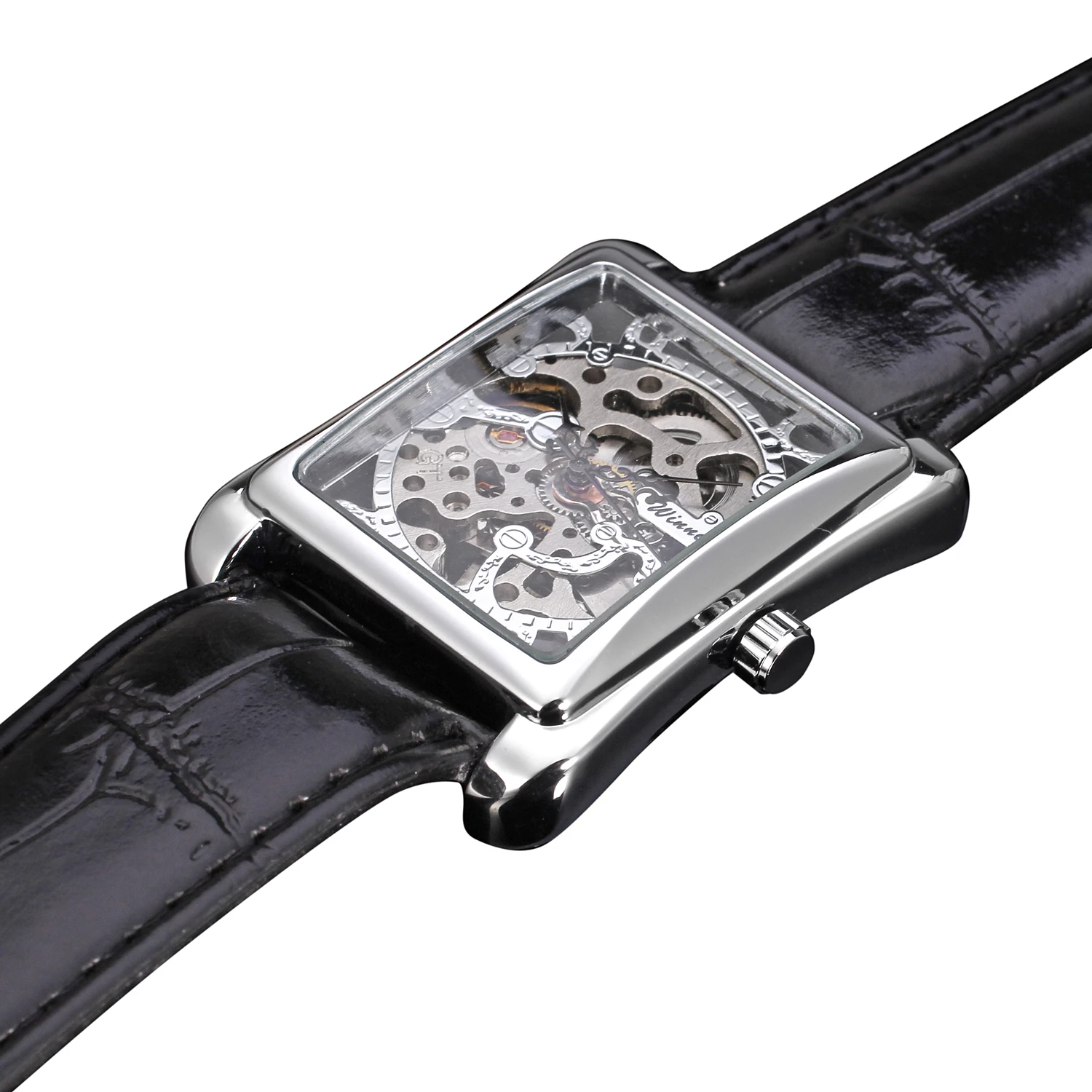 T-WINNER Watch Rectangular mechanical Watch Men's Watch Gold Belt Wrist Watch Hollow hand Mechanical watch