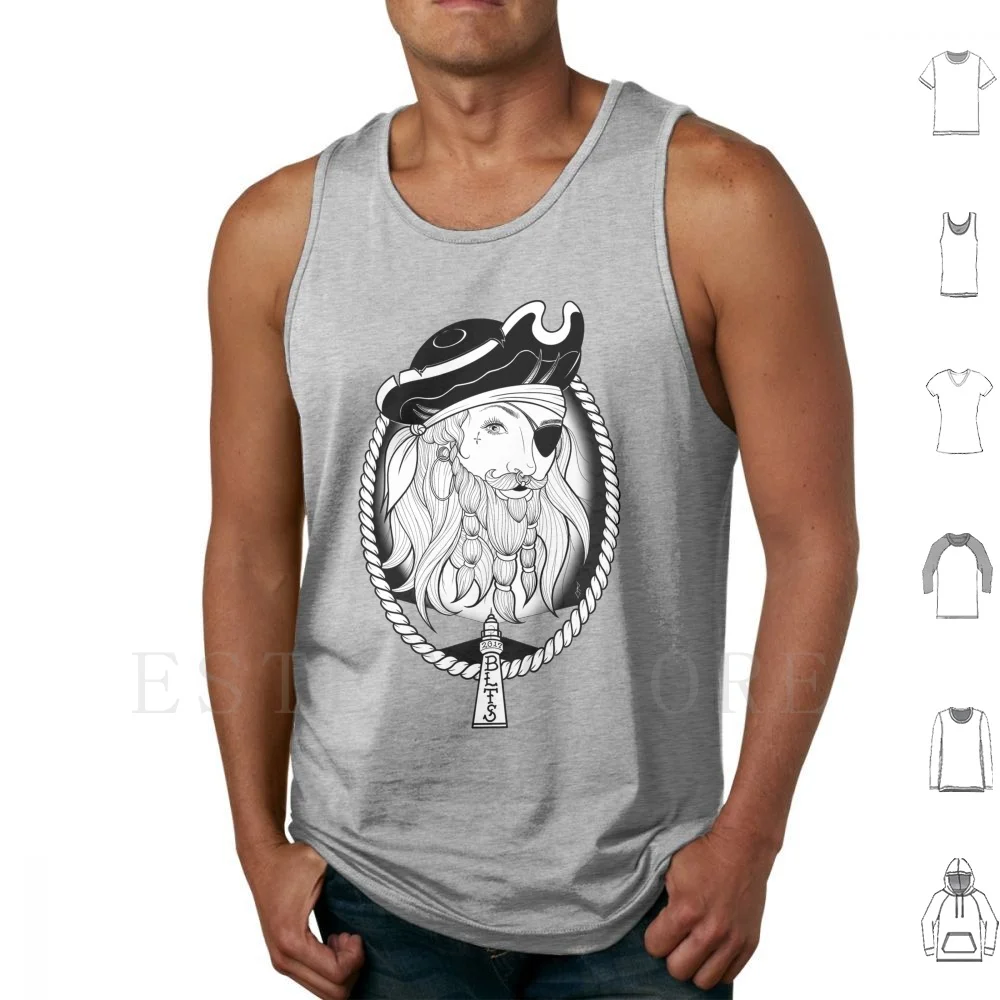 

Бородатая женская татуировка-студия The Pirate One Майки Жилет без рукавов Татуировка Flash Пират Океан Женский