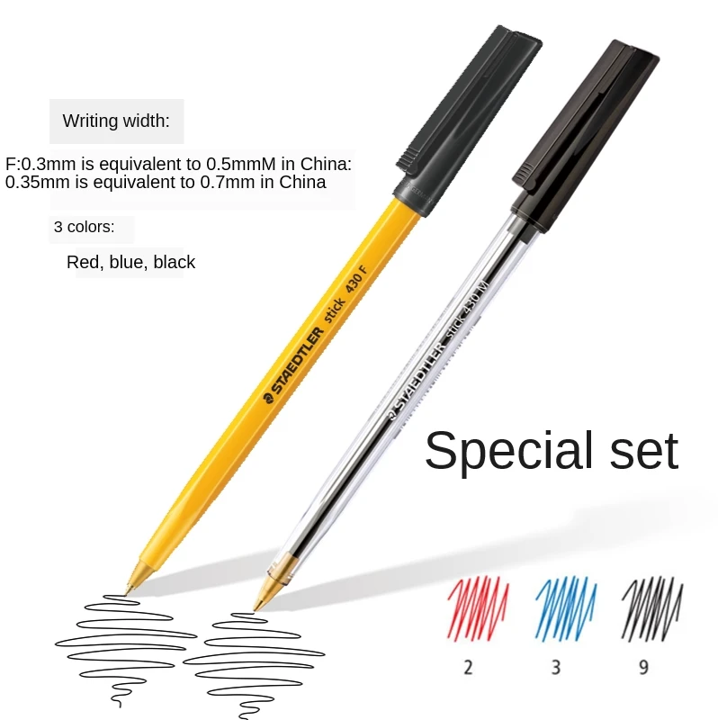 10pcs STAEDTLER Ballpoint Pen 430 F/M Classic Bees Ballpoint Pens Student Office Painting Red Blue Black Ball Pen Writing Pen