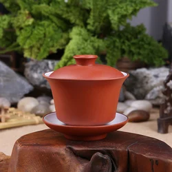 中国カンフー gaiwan 磁器紫色の粘土テリーヌの zisha カップボウルソーサーと蓋に販売 120 ミリリットルのためのカバー茶