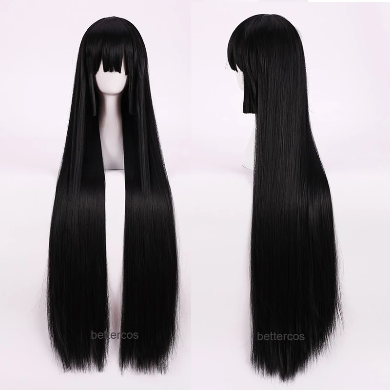 

Compulsive Gambler Kakegurui Yumeko Jabami Cosplay Wigs 100cm Long Black Heat Resistant Synthetic Hair Wig + Wig Cap