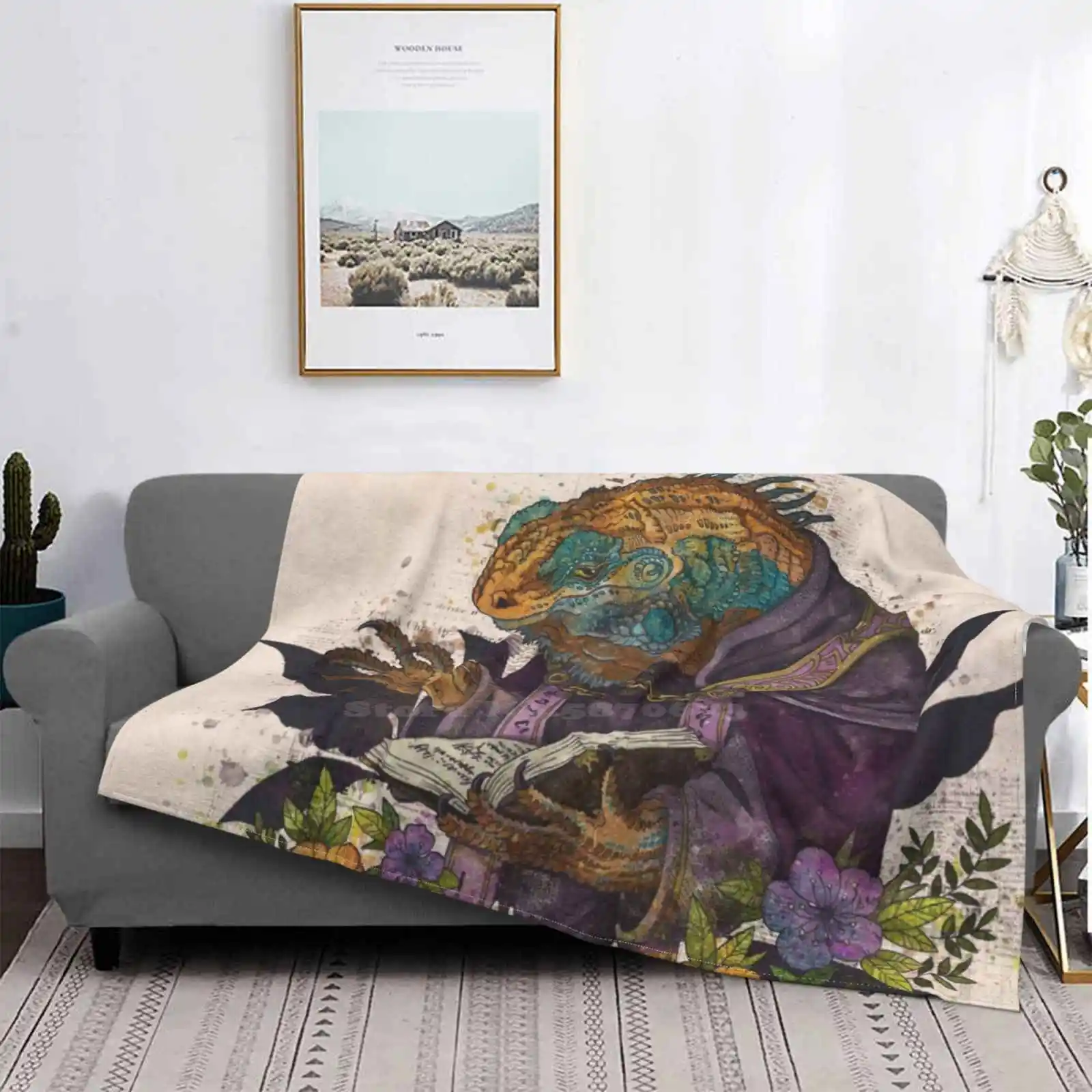 Dark Priest Iguanus Best Selling Room Household Flannel Blanket Steampunk Lizard Reptile Anthro Anthropomorphic Character