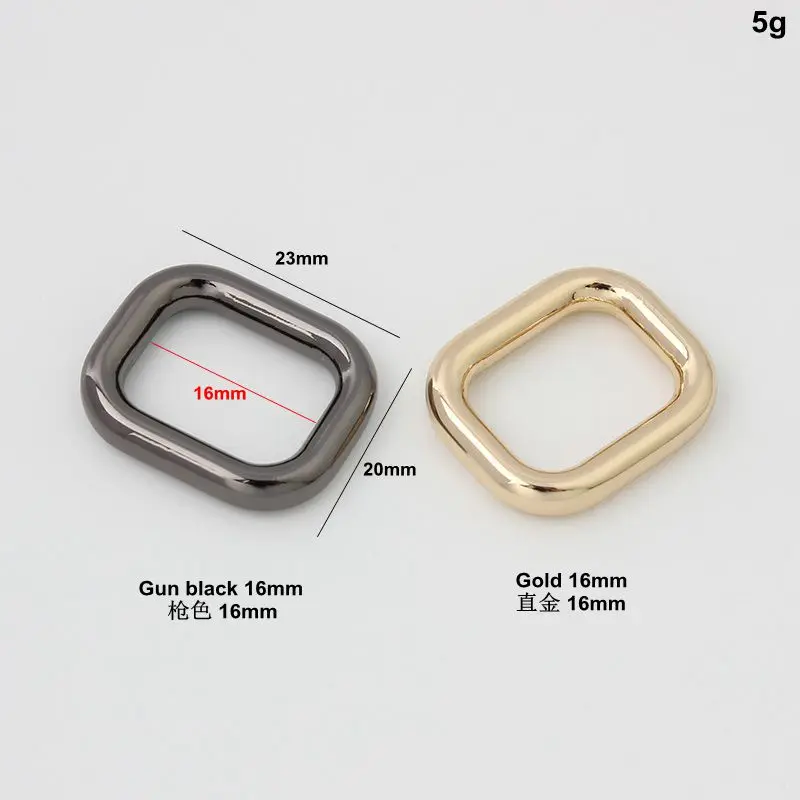 16mm 5colors squared buckle bags metal fitting hardware rectangular rings for bag purse strap adjust rectangular buckle