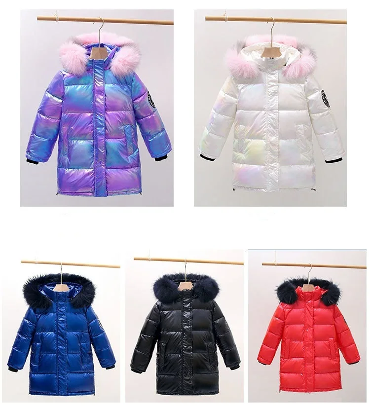 Girls Down Coat Boys Winter Clothes Fashion Children Parka Kids Puffer Jacket with Fur Hood Teenager Down Jacket OLOME Outwear