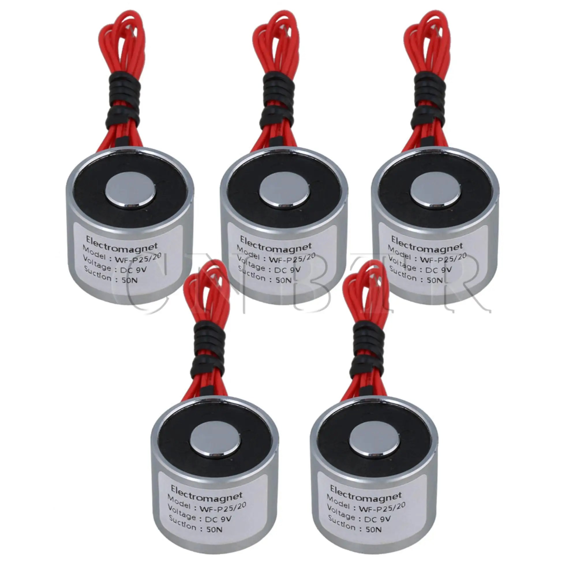 CNBTR 5pcs 9V DC 5kg 50N 0.5A Electric Lifting Holding Magnet Electromagnet 4W