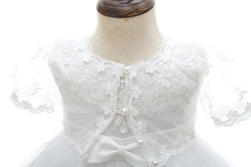 Baby Girl White Lace Christening Dress Newborn Embroidered Flower Baptism Dress for Girls Bebe First Birthday Party Outfits 3-24