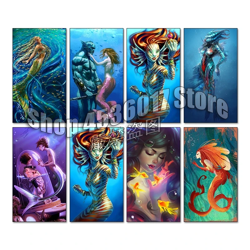 5d Diy Diamond Painting Mermaids Diamond Embroidery Cross Stitch Fantasy Mosaic Full Square Rhinestone Gifts Wall Stickers Arts