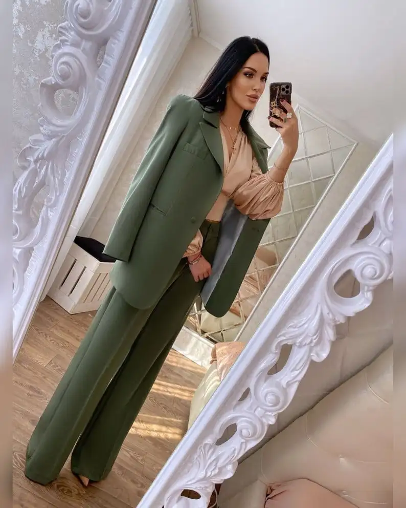 Elegant Sexy Women Pants Suits  Catwalk Casual Office Lady Wedding  Jacket Coat Blazer 2 Pieces