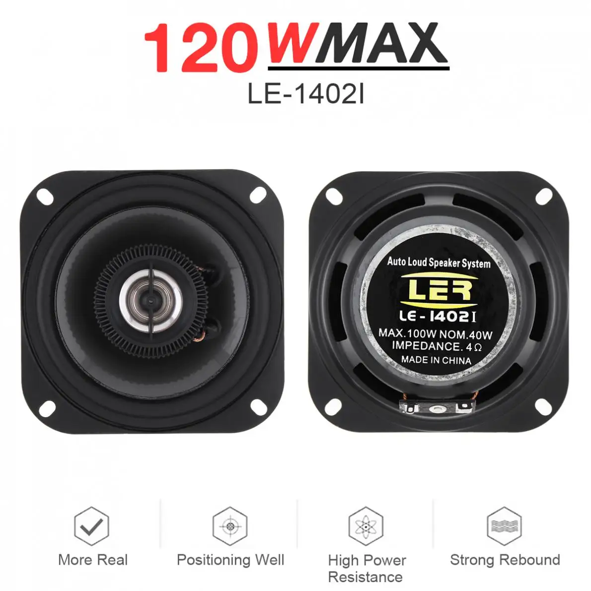 

2pcs 4 Inch 120W 91dB 2 Way Universal Car Coaxial Speakers Audio Stereo Full Range Frequency HiFi for Car Audio System Modified