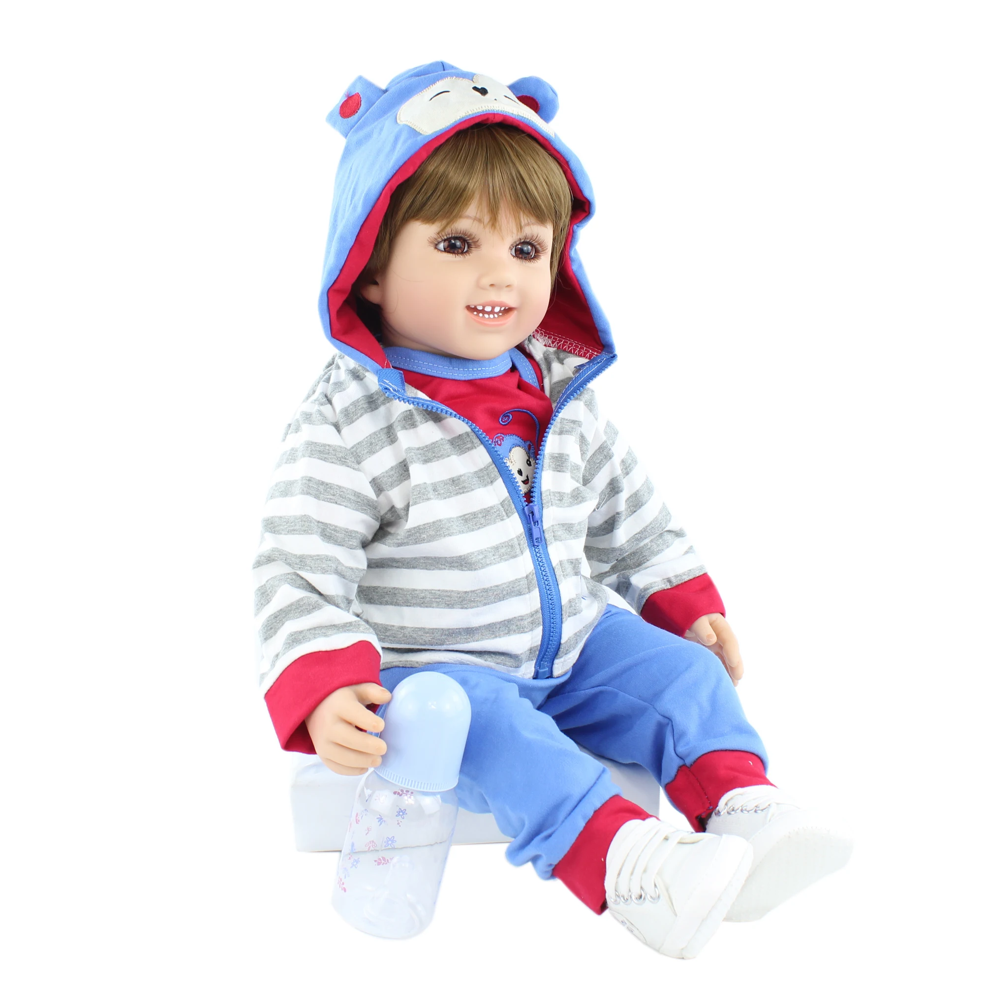 60 CM panno corpo Silicone Reborn Boy Doll per ragazza scimmia vestiti Set vinile neonati Boneca bambino regalo di compleanno gioca a casa