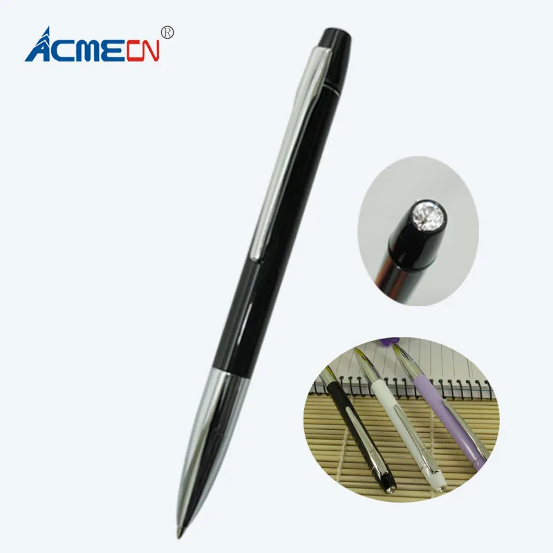 

ACMECN Slim Black Ball Point Pen Unique Design Diamond Pen Chrome Trim Black ink Mini Pocket Pen Office Notebook Stationery