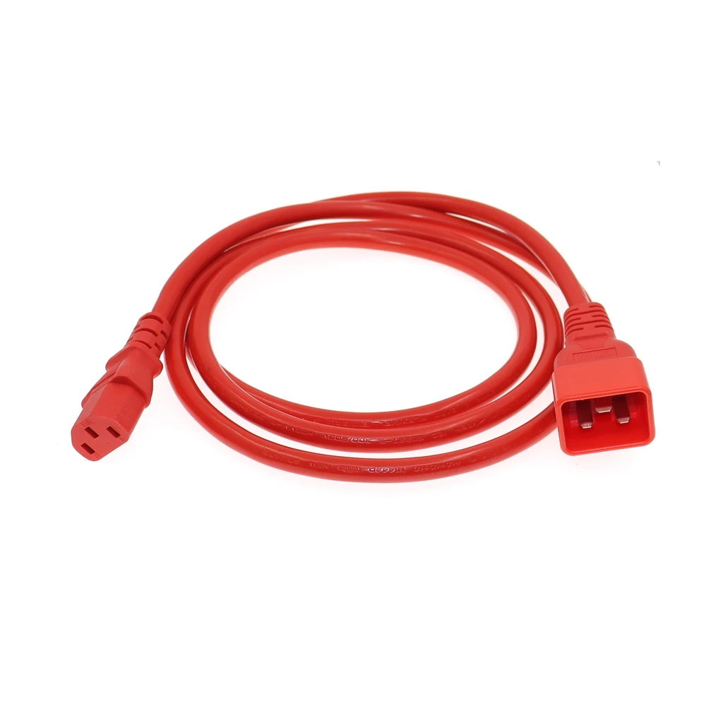 PDU Distribution Power Cord. Red colour. IEC C20 to C13 UPS Extension Cables, Connect with C14 and C19, 15A 125V, 14AWG