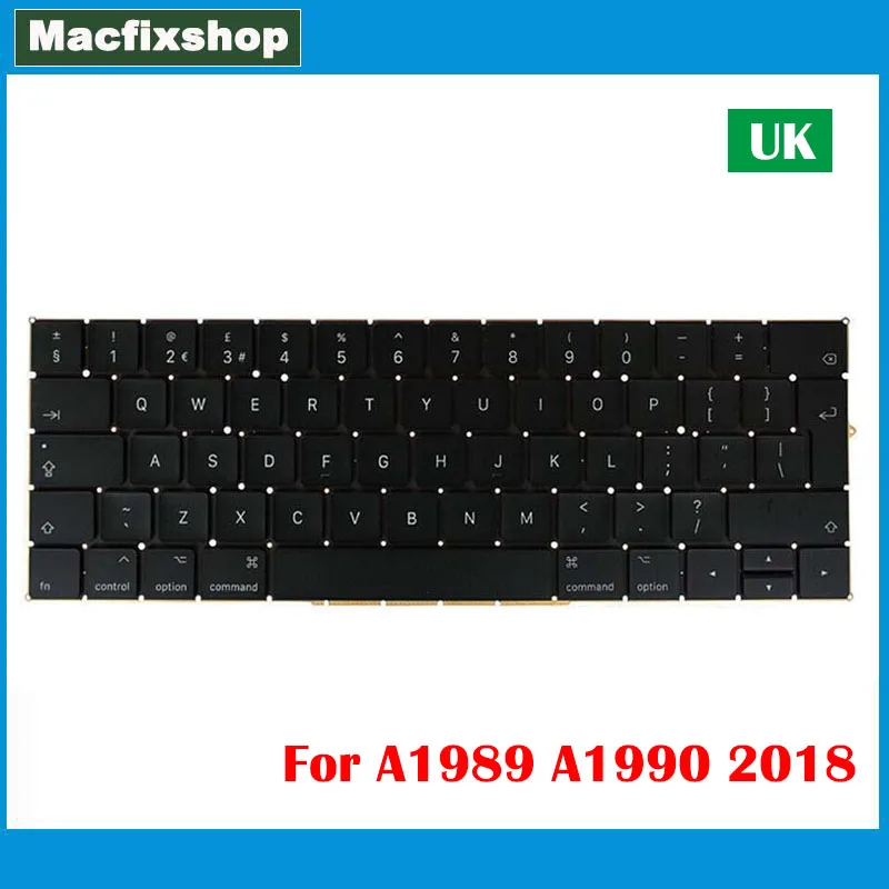 Laptop-Tastaturen A1989 A1990 UK-Tastatur für MacBook Pro Retina 13 15 Zoll UK A1990 1989 Tastaturersatz 2018 Jahr Big Enter